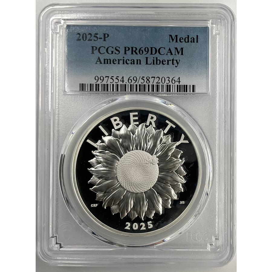 2025年 アメリカンリバティ 1oz 銀メダル イーグル PCGS社鑑定 PR69