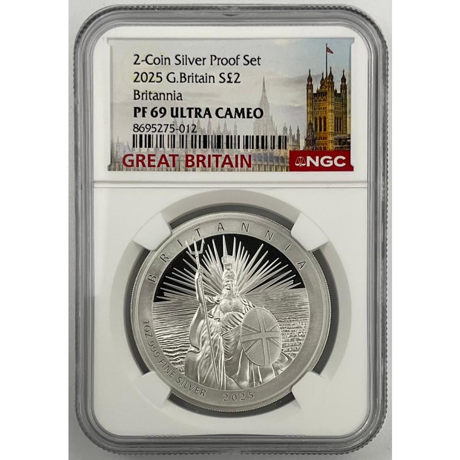 最高鑑定 2025年 イギリス 銀貨 ブリタニア ロイヤルミント モダン 2025年 イギリス ブリタニア ロイヤルミント 1oz 2ポンド 銀貨