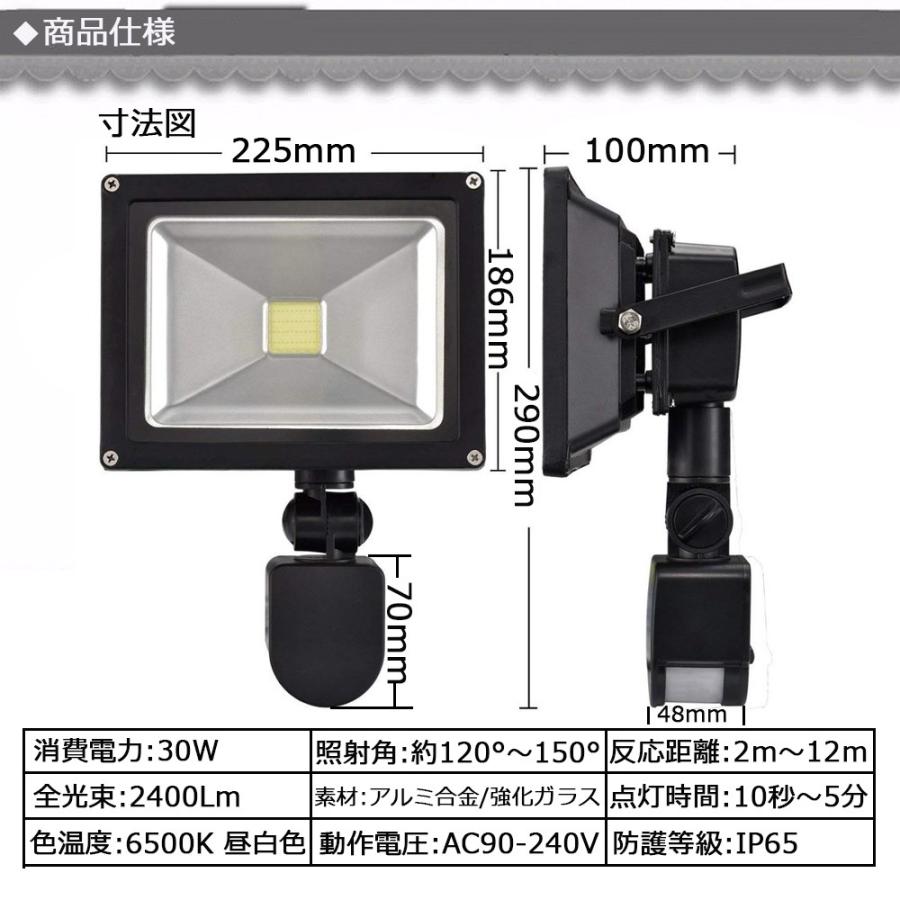 Life Ideas LED 投光器 30W 300W相当 センサーライト 人感 3M Life Ideas LED 投光器 30W 300W相当 センサーライト 人感 3M