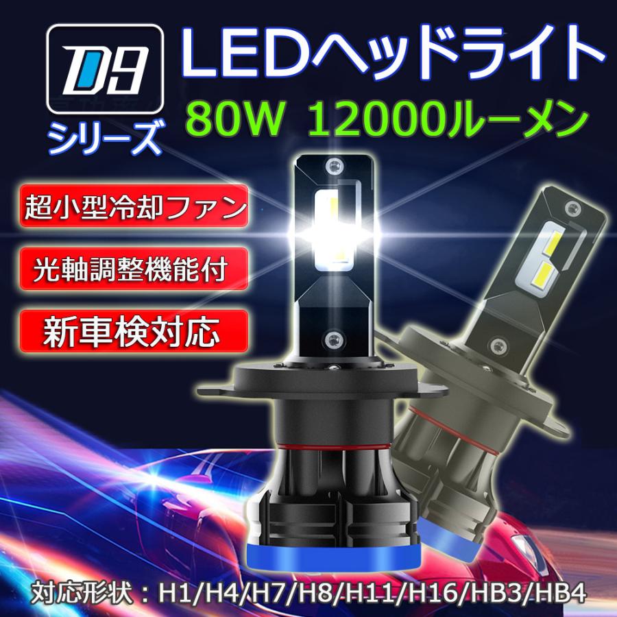 LEDヘッドライト 最新モデル D9 フォグランプ H4 Hi/Lo H1 H7 H8 H11 H16 HB3 HB4 車検対応 光軸調整機能
