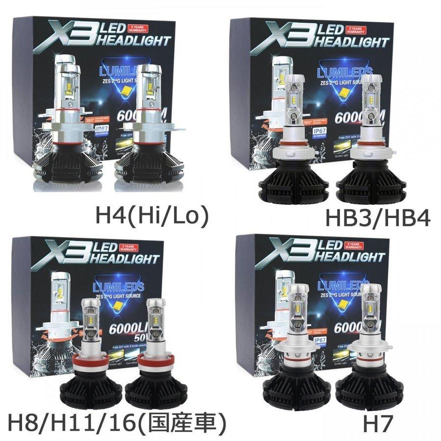 LEDヘッドライト X3 フォグランプ H4 H1 H3 H7 H8 H11 H16 HB3 HB4 車検対応 PhilipsZES2チップ 50W 3000K/6500K/8000K変色可 12000ルーメン 2本セット 送料無料｜lifeideas｜06