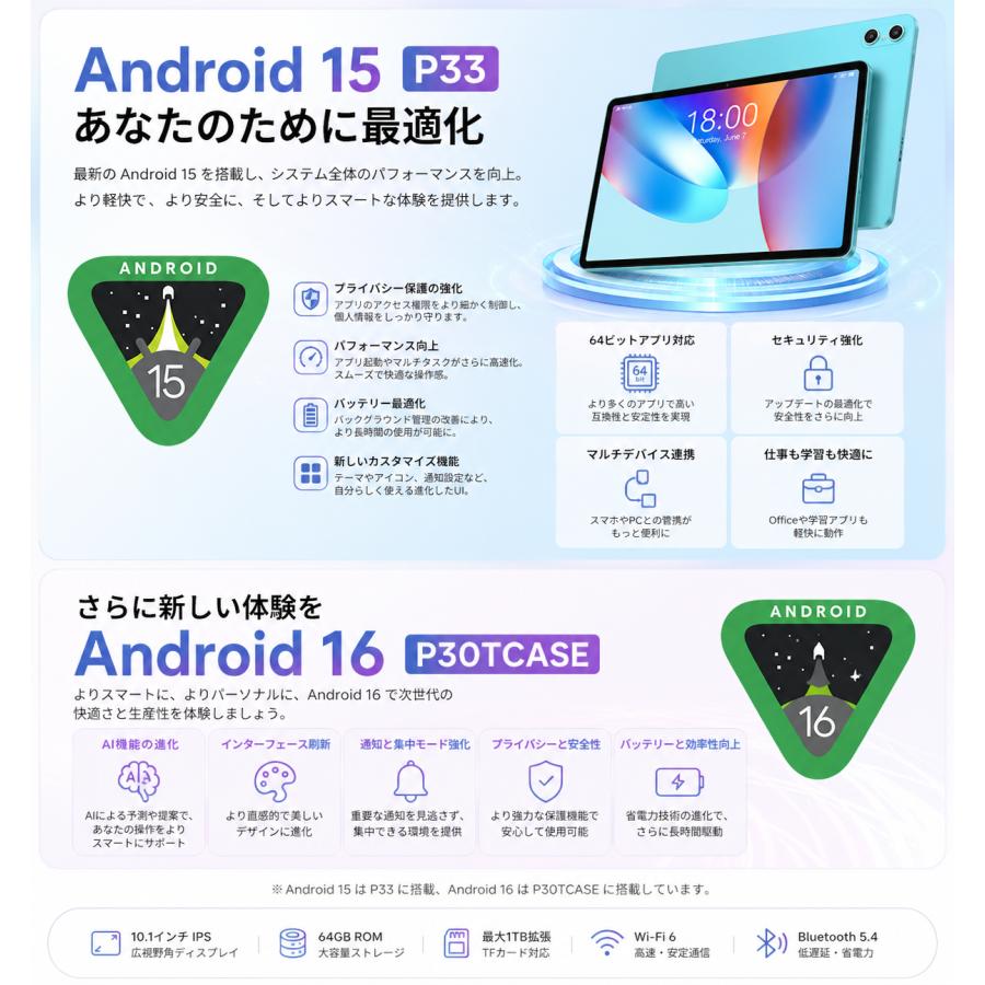 TECLAST 1000円OFF！☆Android16/15 タブレット 10インチ TECLAST P30T