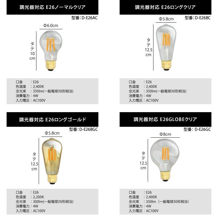 エジソンバルブ LED電球 フィラメント型 調光器対応 琥珀 クリア ゴールド 30w 40w相当 口金E26 照明 エジソン電球 調光タイプ エジソン球 ボール球｜lifeis-y｜02