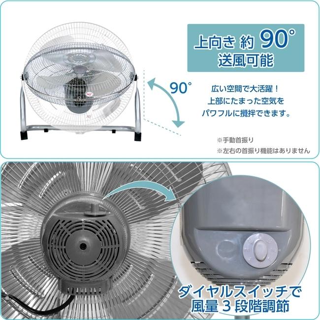 工業用扇風機 工場扇 床置き型 アルミ羽根 45cm 換気 工場用扇風機 首
