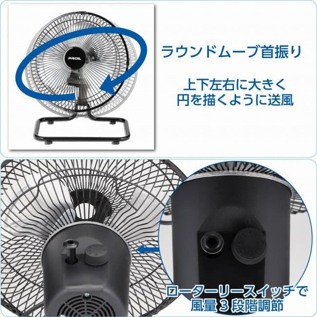 工業用扇風機 工業扇 25cm 据置き型 小型 アルミ羽根 換気 風量3段階