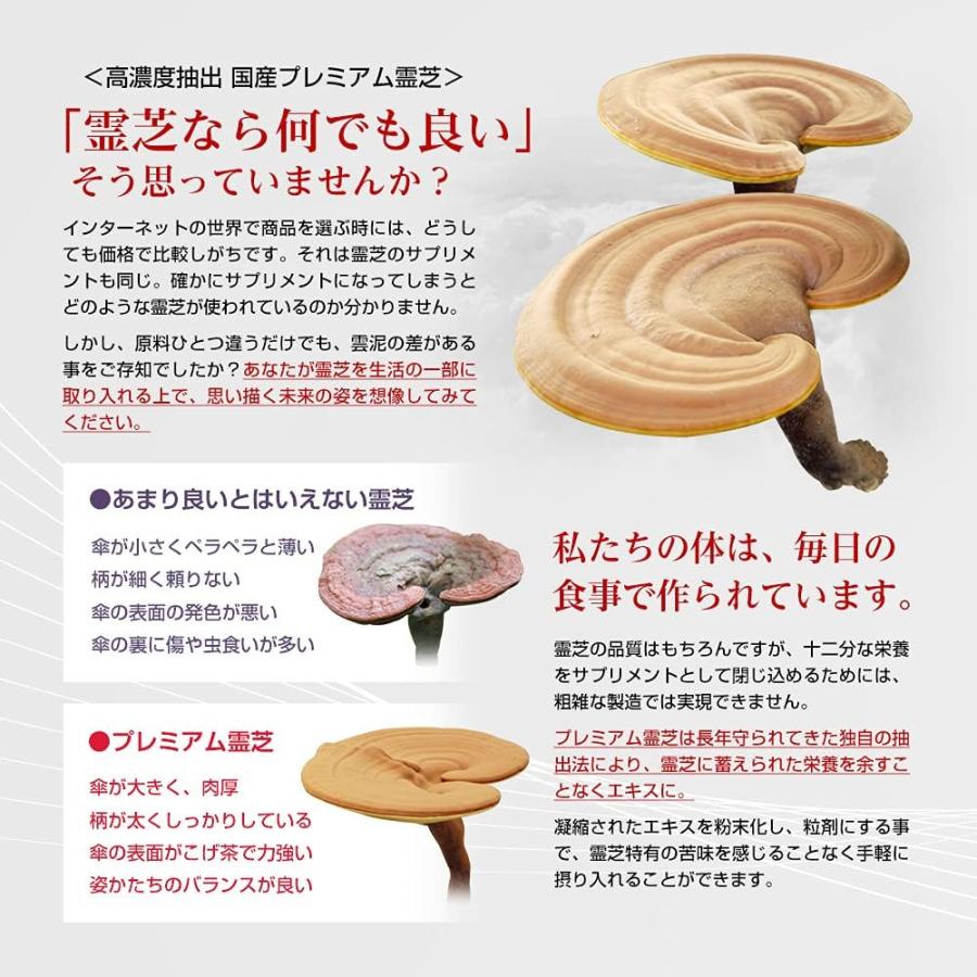 プレミアム 霊芝 180粒 (約1カ月分) 赤芝 赤霊 れいし 高濃度抽出 国産