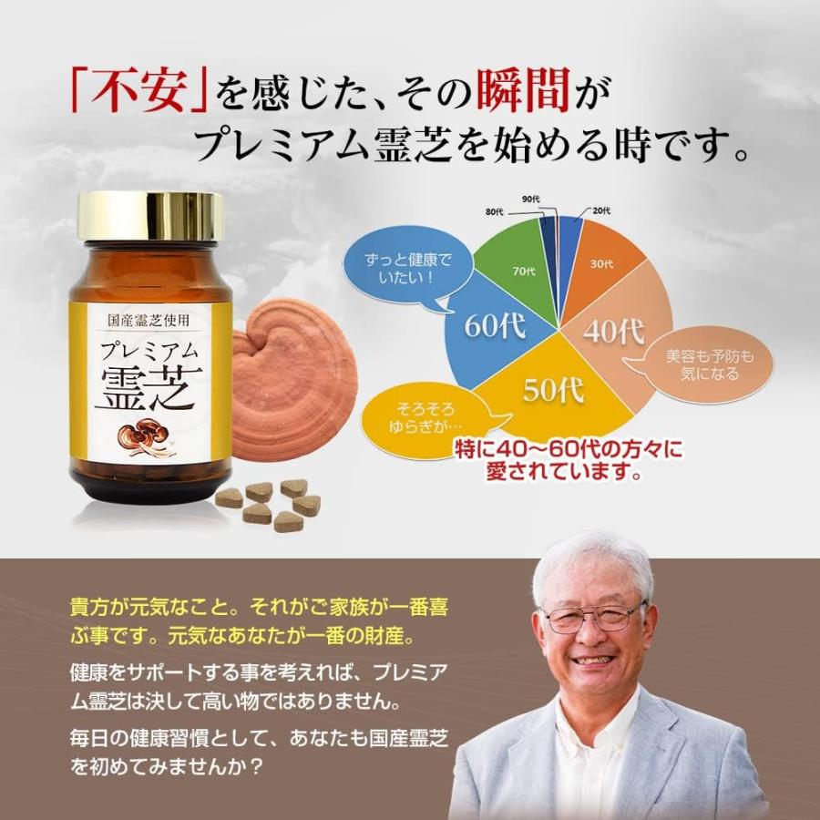 プレミアム 霊芝 180粒 (約1カ月分) 赤芝 赤霊 れいし 高濃度抽出 国産 
