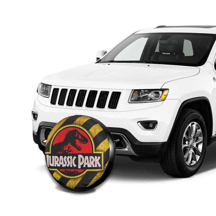 ジュラシックパーク ロゴ付いた黄色 スペアタイヤカバー 車 ジュラシックパーク ロゴ付いた黄色 スペアタイヤカバー 車