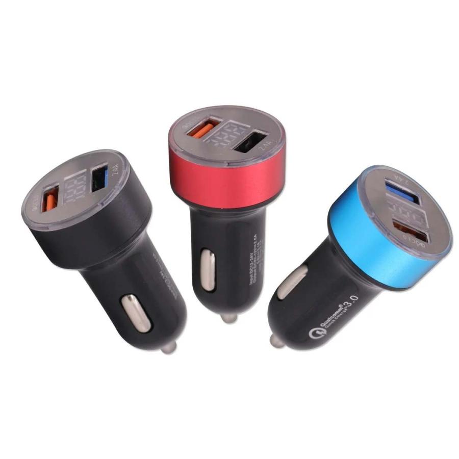 車用usb2ポート Qc3 0急速充電対応 バッテリー電圧チェッカー スマホ 12v 24v シガーソケット クイック Cl S092 77 Off Qc3 0 車 車載 ２ポート 急速