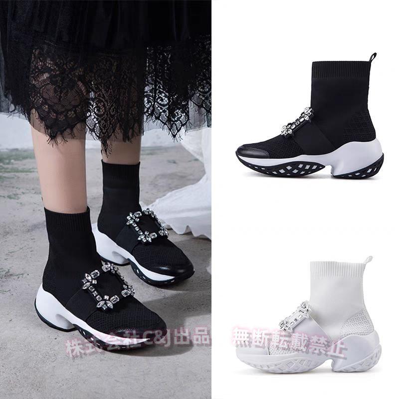 ビジュー付きニットブーツ クリスタルバックルニットスニーカー ビジュー スニーカー ニット スニーカー ソックスブーツ錦 ビジューバックル 厚底 ビジュ ビジュー付きニットブーツ クリスタルバックルニットスニーカー