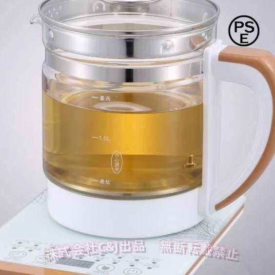 電気ケトル ガラス製 1.8L 24時間保温 12段階温度調節 C&J（株) 電気 