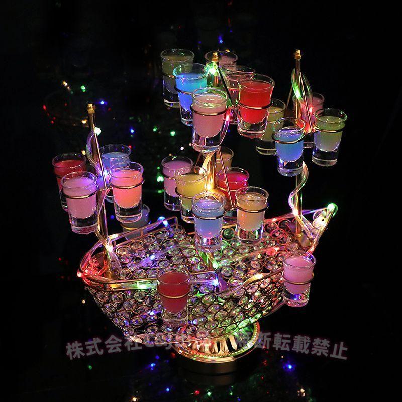 LED酒グラス棚幻の船 LED酒ボトルの表示棚 バーホテル LED酒棚の表示棚