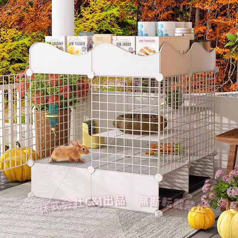 小動物ケージ 2段式 取り外しトレイ付きC&J（株)2-ウサギ/モルモット用
