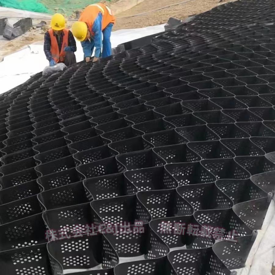 砂利飛散防止マット 6m×10m 砂利/土壌/泥/砂用 C&J（株) 駐車場砂利