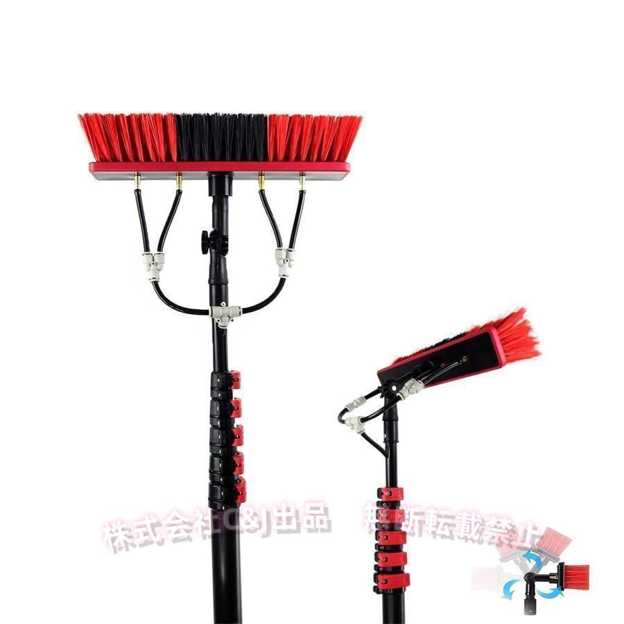 長さ7.2m 外壁や太陽光パネル清掃用ブラシ【新品】 延長ポール3~12M選択可】高所掃除ブラシ 外壁掃除 給水伸縮ブラシ 太陽