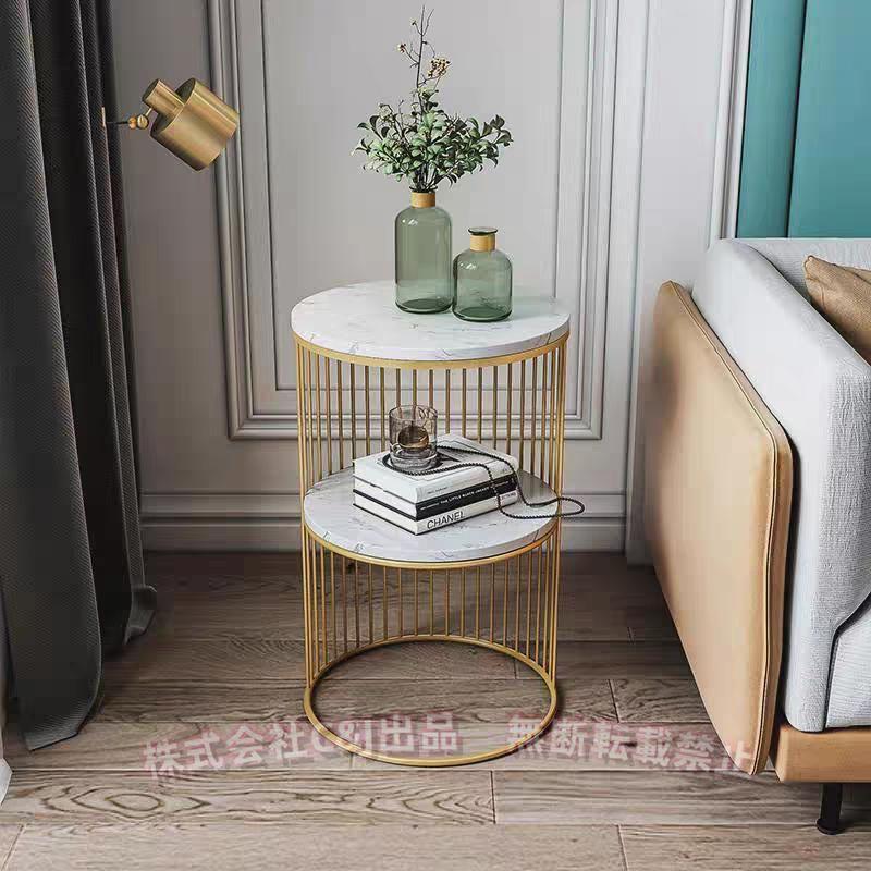サイドテーブル 大理石 テーブル おしゃれ ゴールド 大理石調 ベッド