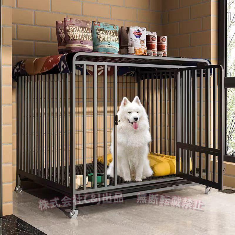犬用ケージトイレ付きステンレス鋼C&J犬サークル大型犬犬猫対応ペット