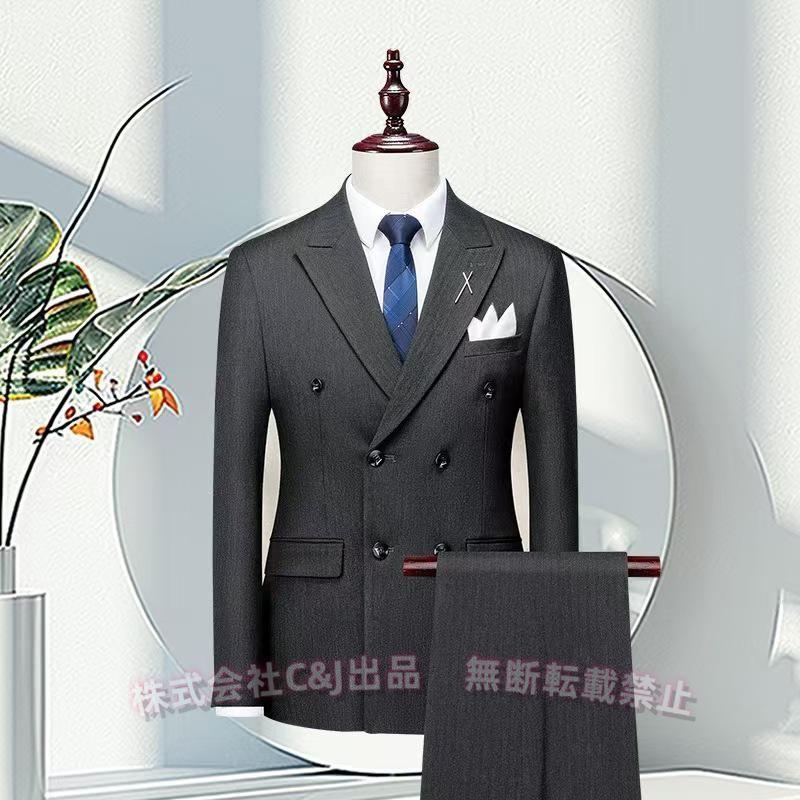 メンズ ダブル スーツ スリム 細身 スリーシーズン対応 モードスタイル 6ツボタンスタイリッシュ 株式会社錦メンズスーツ ビジネススーツ メンズ ダブル スーツ スリム 細身 スリーシーズン対応 モードスタイル