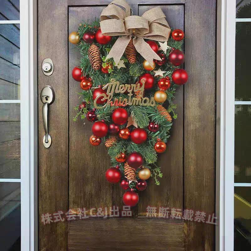 クリスマスリース クリスマススワッグ 壁飾り 人工造花 デラックス