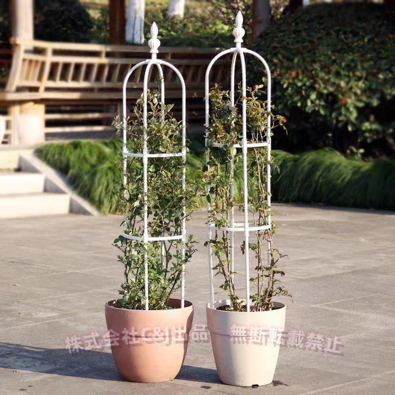 バラ用オベリスク園芸オベリスク植木鉢植物支柱黒/白ミニオベリスク
