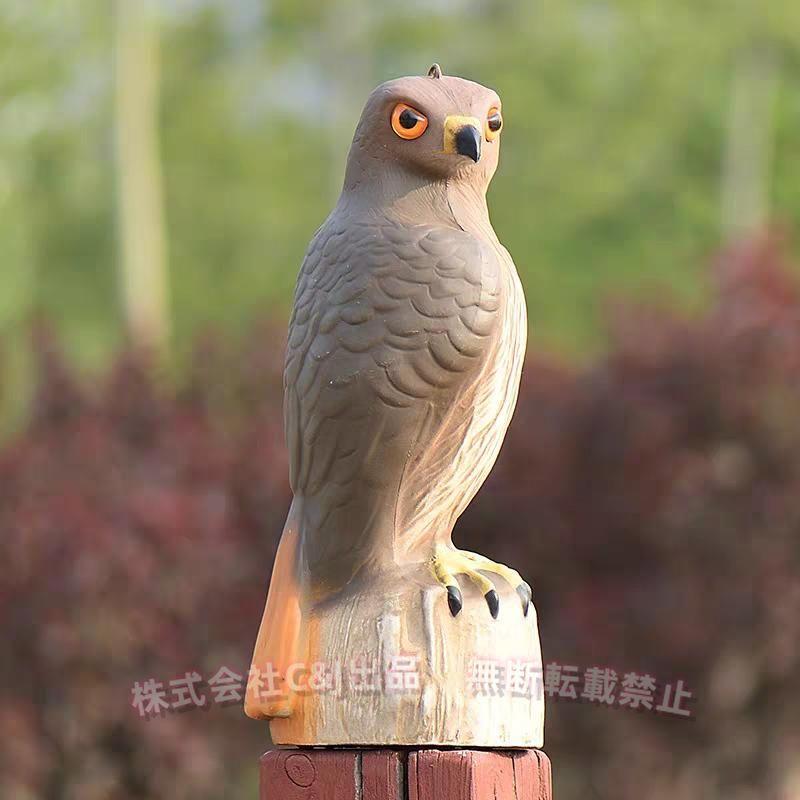 フクロウ・カラス(3)デコイセット イーグルデコイ 鷹の模型 首振り フクロウ風 リアル C&J 防鳥 防獣