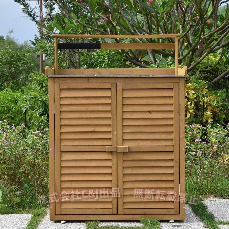 木製物置き収納 物置 天然木 屋外収納 高145.5×幅80.5×奥行50.5 cGvt3sIUscTmCyD7WzuUU-