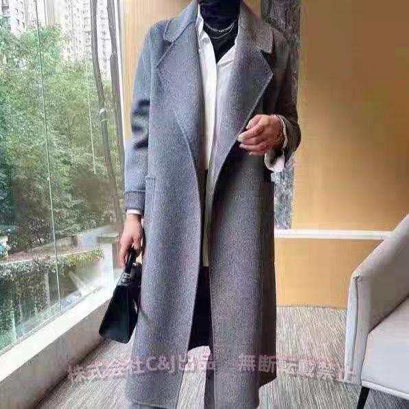 上品ロングコート　ウール100% リバーコート　ダブルフェイスコート　一枚仕立て　でかポケット付き株式会社錦　大人 冬　防寒　グレー　大人 上品ロングコート ウール100% リバーコート ダブルフェイスコート 一枚