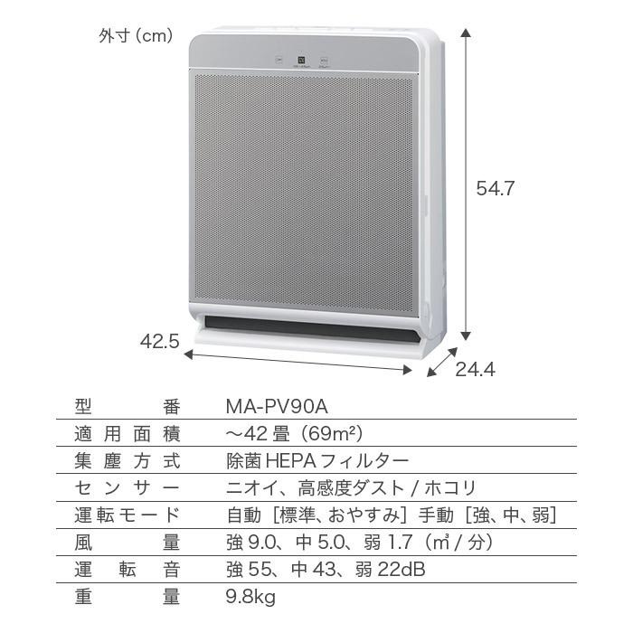 三菱 空気清浄機 MA-PV90A-S 42畳 :ma-pv90a-s:LIFE LUCK ヤフー店