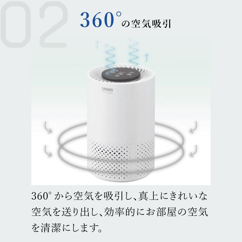 空気清浄機 SANKA サンカ UV-C除菌空気清浄機 SAP-1100 5畳用 ホワイト｜lifeluck｜07