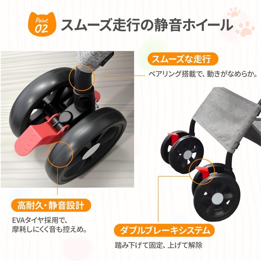 MUNDUS [週末sale]ペットカート 分離型 軽量 折りたたみ 対面式 多頭 4