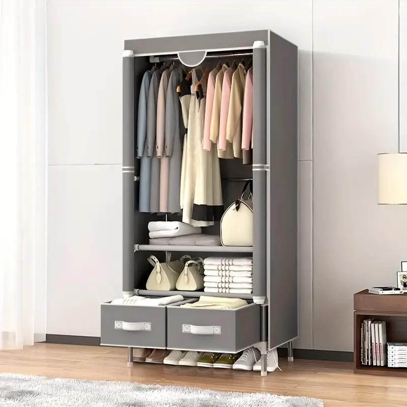 送料無料　ワードローブ クローゼット カバー付き ハンガーラック 大容量 グレー 楽天市場】【時間限定！10%OFFクーポン】衣類収納ラック ワードローブ