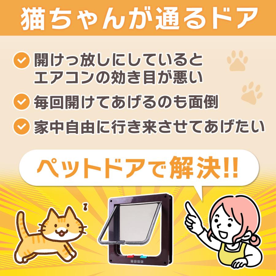 猫ドア ペットドア 工事不要 出入り口 猫扉 引き戸用 後付け キャット