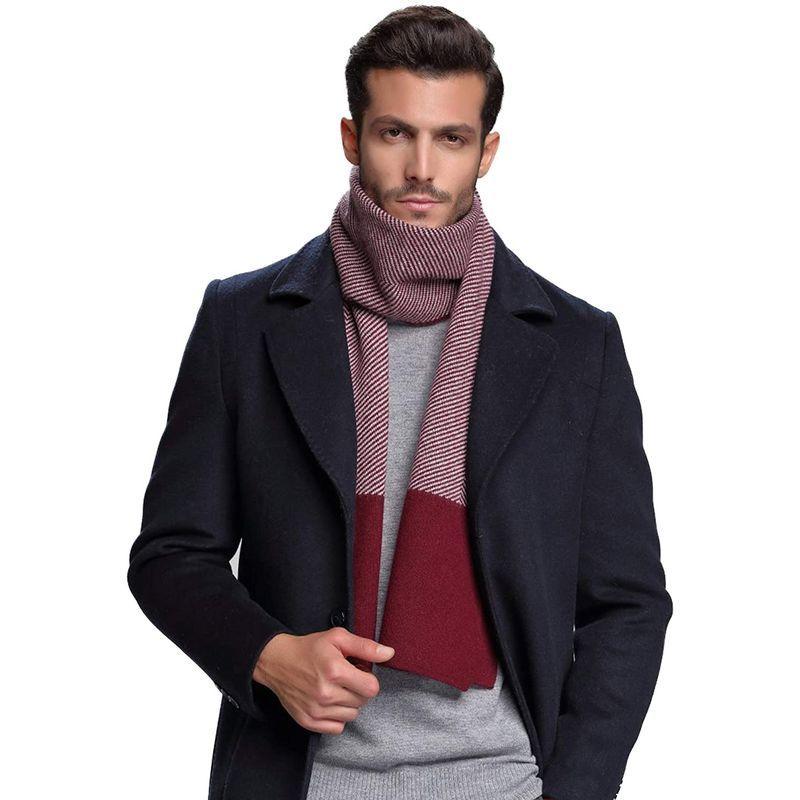 注目 カシミヤ Riona マフラー 箱入り 上品 暖かい おしゃれ ストライプ 大判 メンズ ストール