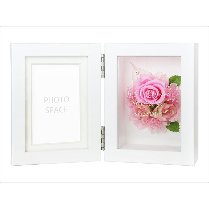 名入れギフト フォトフレーム かわいい 結婚祝い 贈り物 誕生日プレゼント 母の日 記念品 写真立て 母親  結婚記念日 周年祝い プリザーブドフラワー ピンク S |  | 02