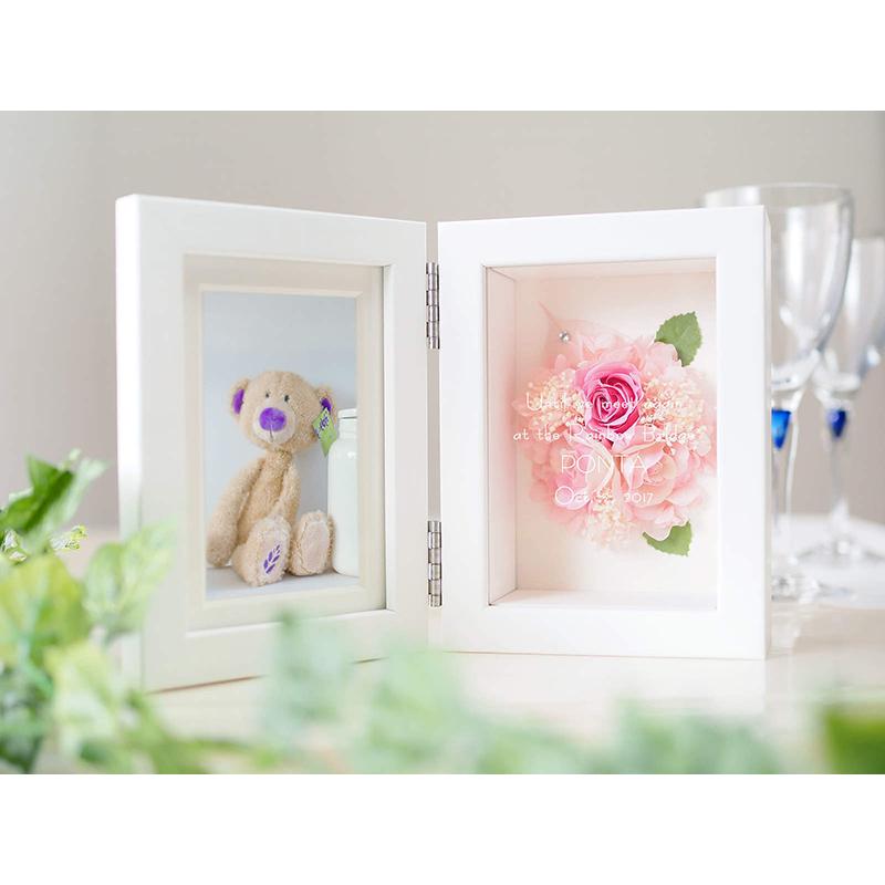 名入れギフト フォトフレーム かわいい 結婚祝い 贈り物 誕生日プレゼント 母の日 記念品 写真立て 母親  結婚記念日 周年祝い プリザーブドフラワー ピンク S |  | 03