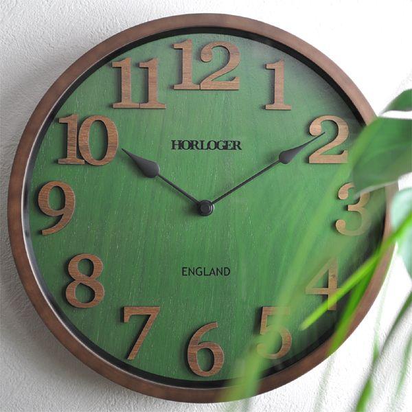 おしゃれ 電波時計 壁掛け時計 England 新築祝い 結婚祝い レトロ感 カッコいい 緑色 グリーン お洒落