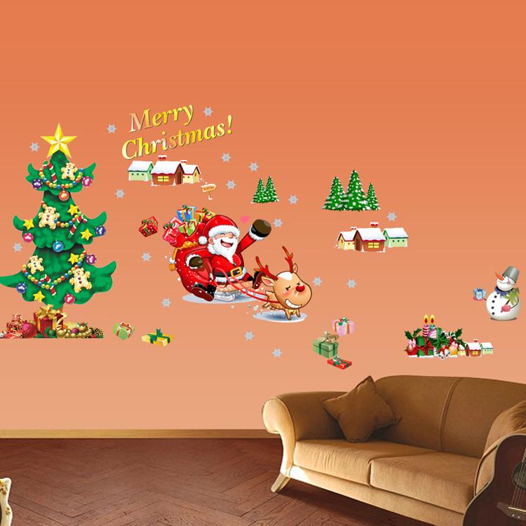 ウォールステッカー サンタさんとクリスマスツリー 飾り 壁紙