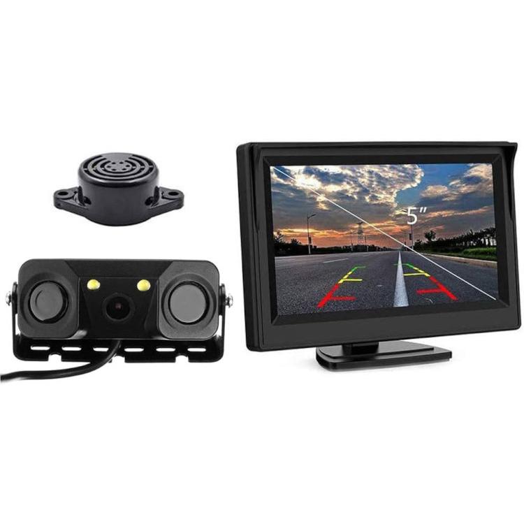 バックカメラモニターセット 3カメラ CarPlay＆Android Auto パーキングセンサー搭載バックカメラと車載モニターセット 5インチ