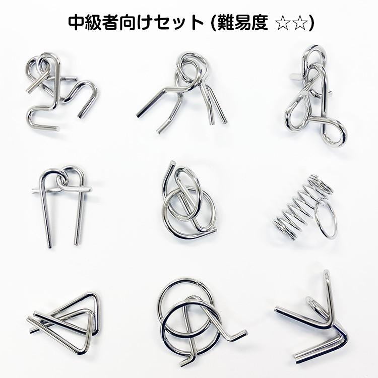 知恵の輪9点セット 初級者/中級者/上級者向け 選べる難易度 メタル製