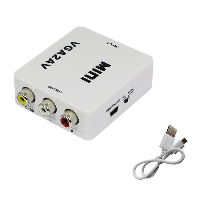 VGA⇒AV（コンポジット）変換アダプタ 音声出力 NTSC、PAL変換 1080P