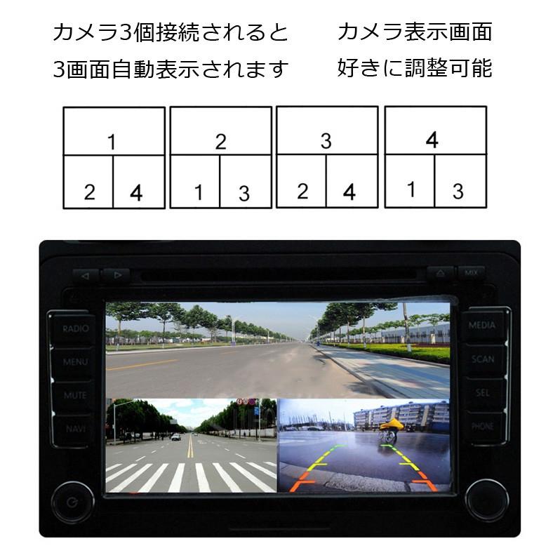 車載用ビデオ映像4分割器 モニター映像 4分割表示 正像 DC12V サイド
