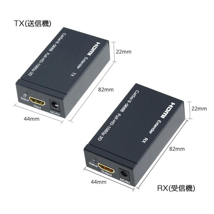 HDMI延長器 HDMI信号を60mまで延長 3D 1080P 音声対応 RJ45 LAN