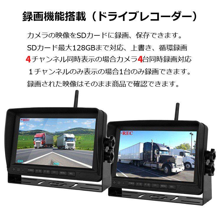 デジタル式無線DVRセット ワイヤレスカメラ4個 4CH同時録画可 DC12-24V