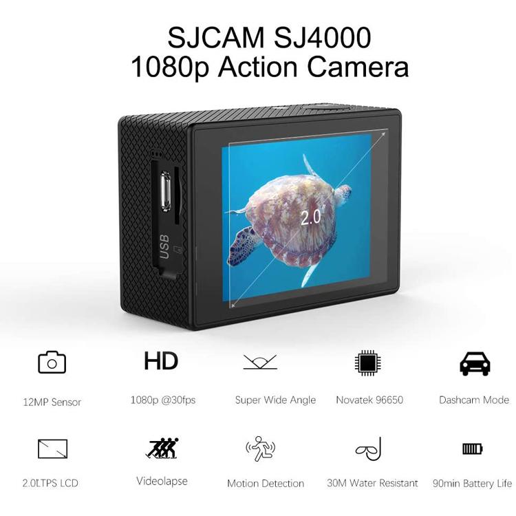 SJCAM 正規品 SJ4000 アクションカメラ PSEマーク取得 2インチ液晶 12MP 1080P録画 防水ケース付き FHDスポーツカムコーダー バーストモード TV出力 LP-SJ4000｜lifepowershop｜02