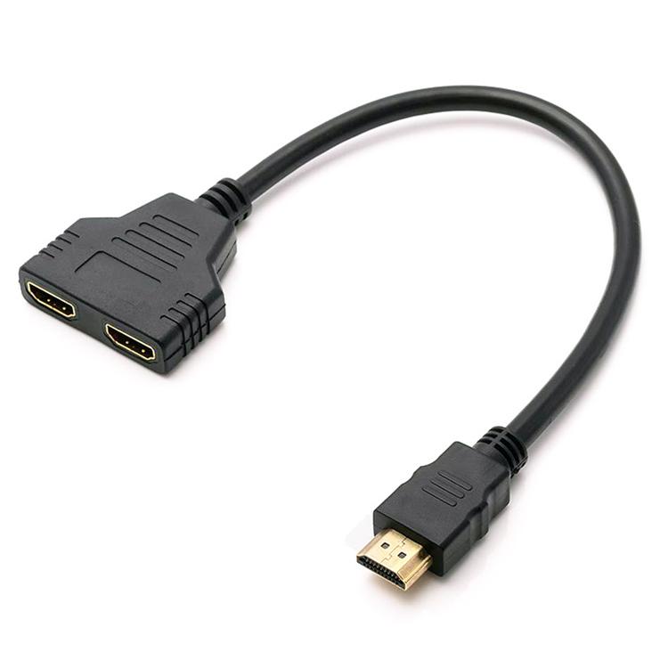 HDMI分岐ケーブル 長さ30cm 1080p フルHD対応 1入力 2出力 HDMIスプリッター 2台のモニターへ同時接続 金メッキ端子 複数モニターへの接続に LP-HDMI10801T2