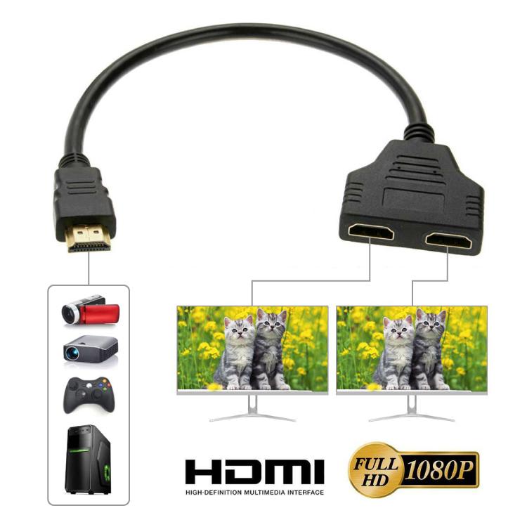 HDMI分岐ケーブル 長さ30cm 1080p フルHD対応 1入力/2出力 HDMIスプリッター 2台のモニターへ同時接続 金メッキ端子 複数モニターへの接続に LP-HDMI10801T2|lifepowershop|02