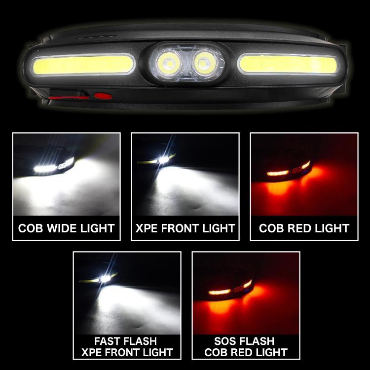 XPE＋COB LEDヘッドランプ USB充電式 フラッシュ/赤色点灯可 ヘッドバンド一体型 軽量コンパクト 生活防水 登山ライト 夜間作業 アウトドア 防災 LP-XPECOB800｜lifepowershop｜03