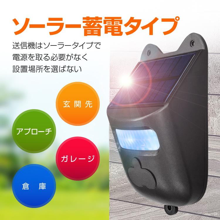 ワイヤレスチャイムセット 無線送信機充電式 人感センサー ワイヤレスチャイムセット 無線送信機充電式 人感センサー