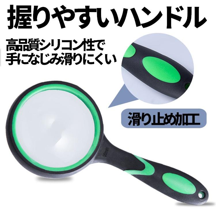 拡大鏡 手持ちルーペ 直径約100mm ガラスルーペ 握りやすいハンド