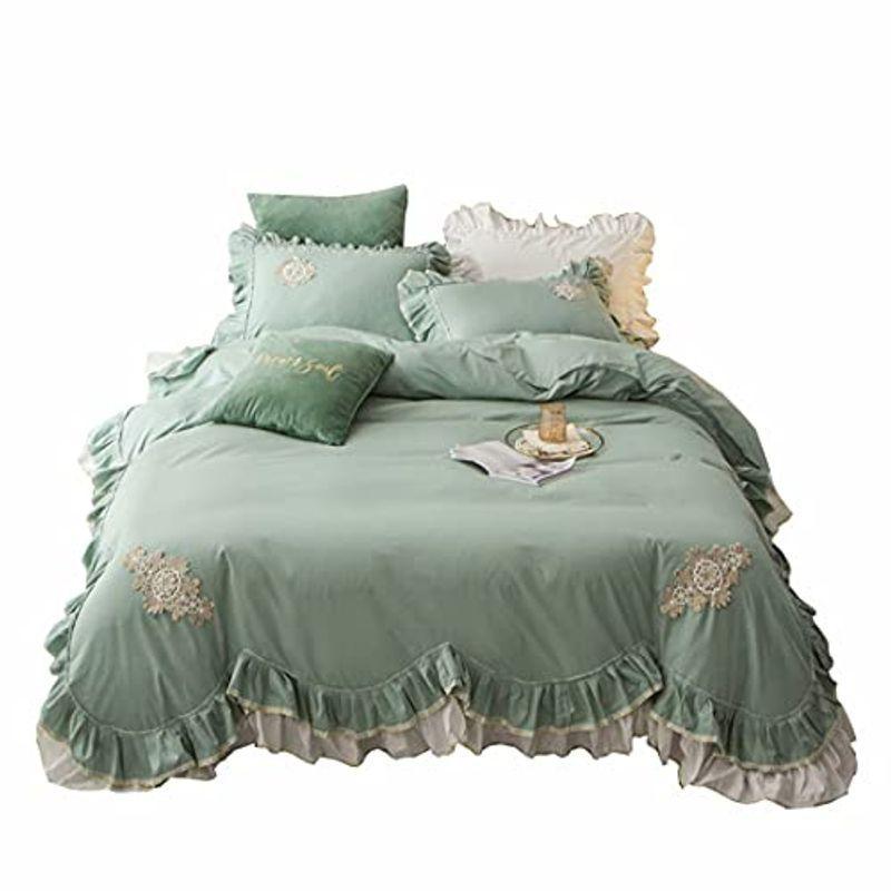 激安本物 姫系 敷 かわいい ベッドスカート おしゃれ 刺繍 掛け布団カバー フリル 寝具カバーセット 綿100 シングル 3点セット ベッドカバー シーツ カバー